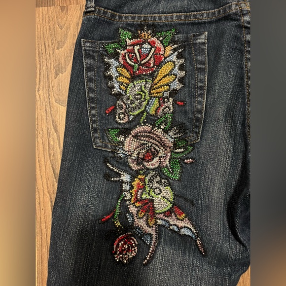 Ed Hardy boot cut jeans with gems all over size 27 - Picture 4 of 6